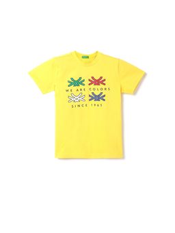 United Colors of Benetton - Boys Printed Round Neck T-Shirt Yellow
