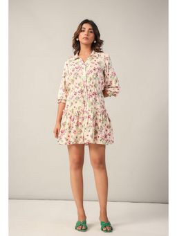 June 9 Clothing - Rayon Ditsy Floral Collar Short Dress