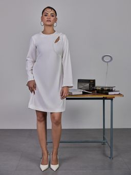 Maenaam - White Tia Full Sleeve Embroidered Dress