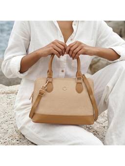 Metro - Beige Women's Satchel Bag with Detachable Strap
