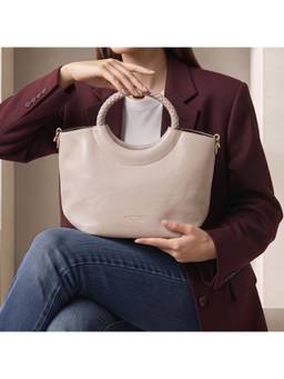 Metro - Off-White Women's Satchel Bag with Detachable Strap