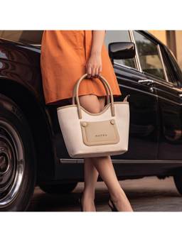 Metro - Off-White Women's Satchel Bag with Detachable Strap