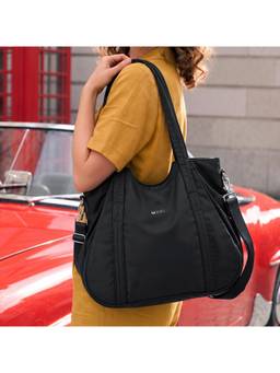 Mochi - Women Black Tote Bag with Detachable Strap