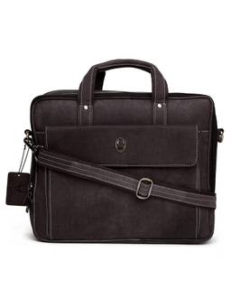 WILDHORN - Brown Genuine Leather Laptop Bag with Detachable Strap