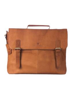 WILDHORN - Men Tan Brown Solid Laptop Bag with Detachable Strap
