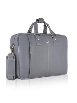 WILDHORN - Men Leather Laptop Bag With Detachable Strap - Grey