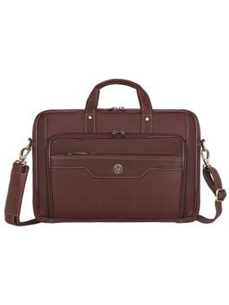 WILDHORN - Textured Leather Laptop Bag With Detachable Strap - Maroon