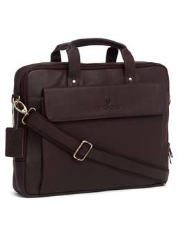 WILDHORN - Men Brown Textured Laptop Bag With Detachable Strap