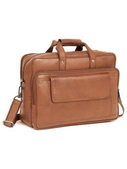 WILDHORN - Men Tan Genuine Leather Laptop Bag With Detachable Strap