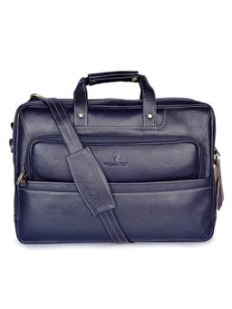 WILDHORN - Men Blue Genuine Leather Laptop Bag With Detachable Strap