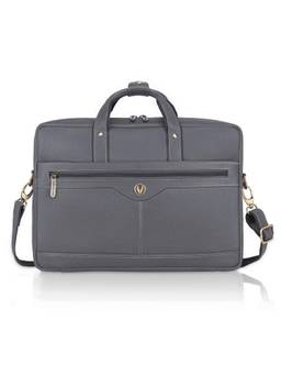 WILDHORN - Men Solid Leather Laptop Bag With Detachable Strap - Grey