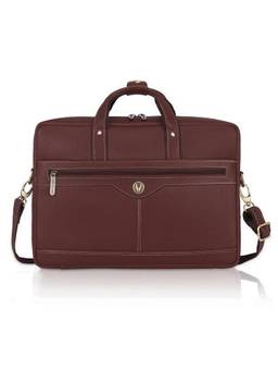 WILDHORN - Men Solid Leather Laptop Bag With Detachable Strap - Maroon