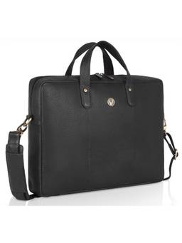 WILDHORN - Men Leather Laptop Bag With Detachable Strap - Black