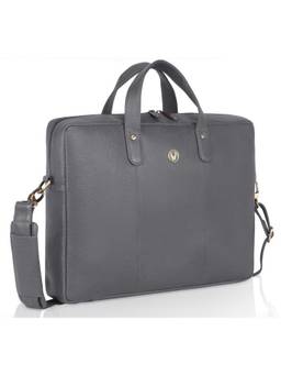 WILDHORN - Men Leather Laptop Bag With Detachable Strap - Grey
