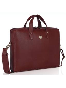 WILDHORN - Men Leather Laptop Bag With Detachable Strap - Maroon