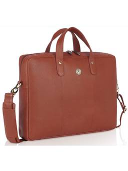 WILDHORN - Men Leather Laptop Bag With Detachable Strap - Tan