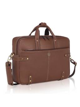WILDHORN - Men Leather Laptop Bag With Detachable Strap 16 inch - Brown