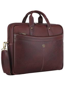 WILDHORN - Men Textured Laptop Bag With Detachable Strap - Maroon
