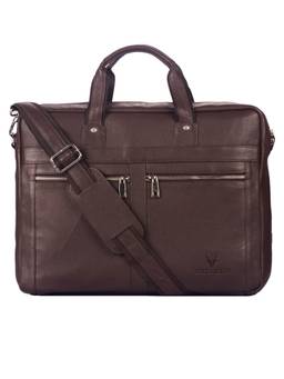 WILDHORN - Men Brown Genuine Leather Laptop Bag With Detachable Strap