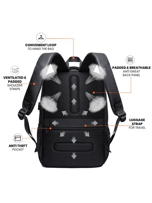 Buy Fur Jaden Black 15.6 inch Laptop Backpack with USB Charging Port Online Buy Fur Jaden Black 15.6 inch Laptop Backpack with USB Charging Port Online