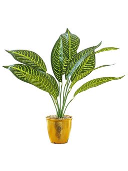 The Better Home - Artificial 12 Green Leaves Plant with Pot