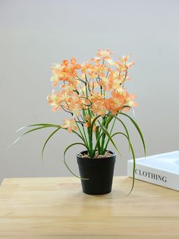 The Better Home - Artificial Flowers with Pot Orange Jasmine Bonsai with Leaves