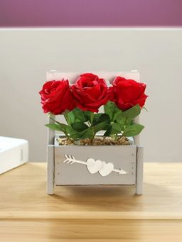 The Better Home - Artificial Flowers with Pot Red Rose Flowers