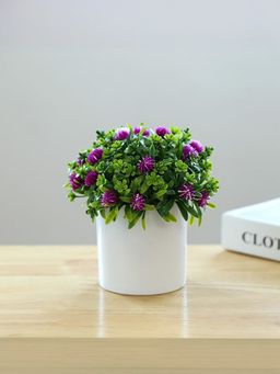 The Better Home - Artificial Plants with Pot Purple Flowers & Grass Balls