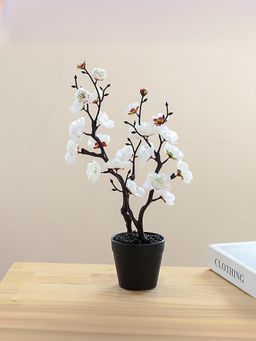 The Better Home - Artificial Flowers with Pot White Plum Blossom