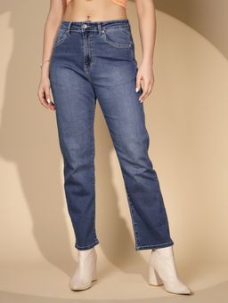 Global Republic - Women Solid Navy Blue Straight Leg Jeans