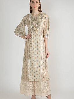 Gopi Vaid - Beige Gota Work Tunics - Customisable