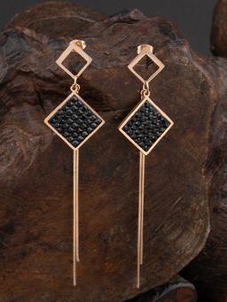 E2O - Classic Black Gold Plated Dangler Earring