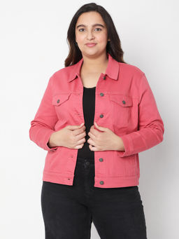 VERO MODA - Curve Women Casual Solid Pink Jacket
