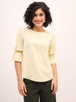 SALT Attire - Lemon Sherbet Light Yellow Boat Neck Top