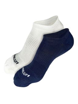 Heelium - Bamboo Zero Ankle Socks for Men - Odour Free - 2 Pairs - White - Navy Blue