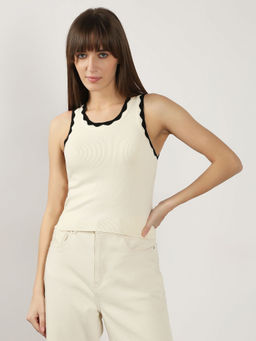 VERO MODA - White Ribbed Tank Top