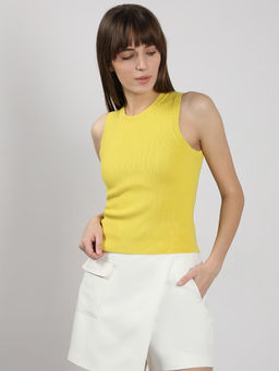 VERO MODA - Yellow Fitted Sleeveless Top