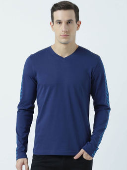 Huetrap - Mens Launch Navy Full Sleeves V Neck T-shirt