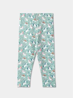 R&B - Girls Green Printed Leggings