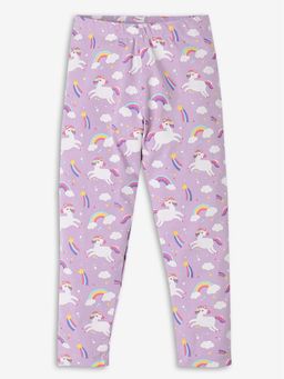 R&B - Girls Purple Printed Leggings
