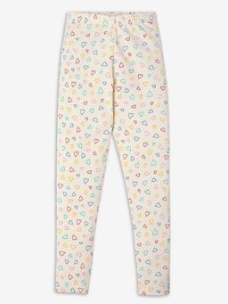 R&B - Girls White Printed Leggings