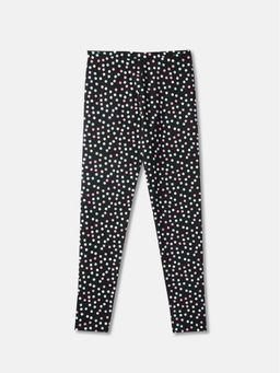 R&B - Girls Charcoal Printed Leggings