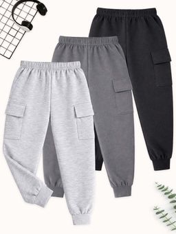 Kuchipoo - Boys Solid Cargo Joggers (Pack of 3)