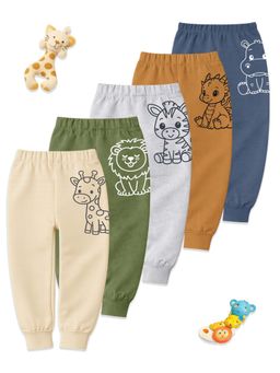 Kuchipoo - Regular Fit Baby Boys Graphic Joggers (Pack of 5)
