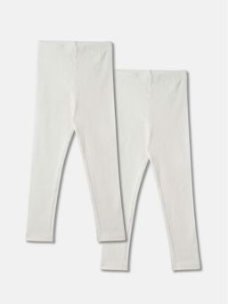 R&B - Girls Off White Solid Leggings (Pack of 2)