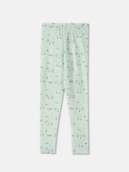 R&B - Girls Green Printed Leggings