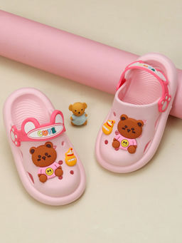 Yellow Bee - Boys Pink Bear Clogs