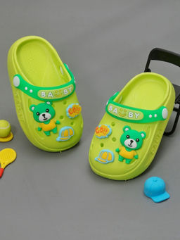 Yellow Bee - Green Animated Bear and Adventure Themed Clogs