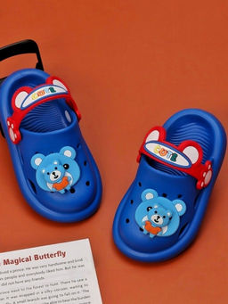Yellow Bee - Blue Cheerful Bear Clogs