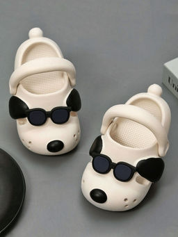 Yellow Bee - White Trendy Pup Clogs with Sunglasses Puppy Design